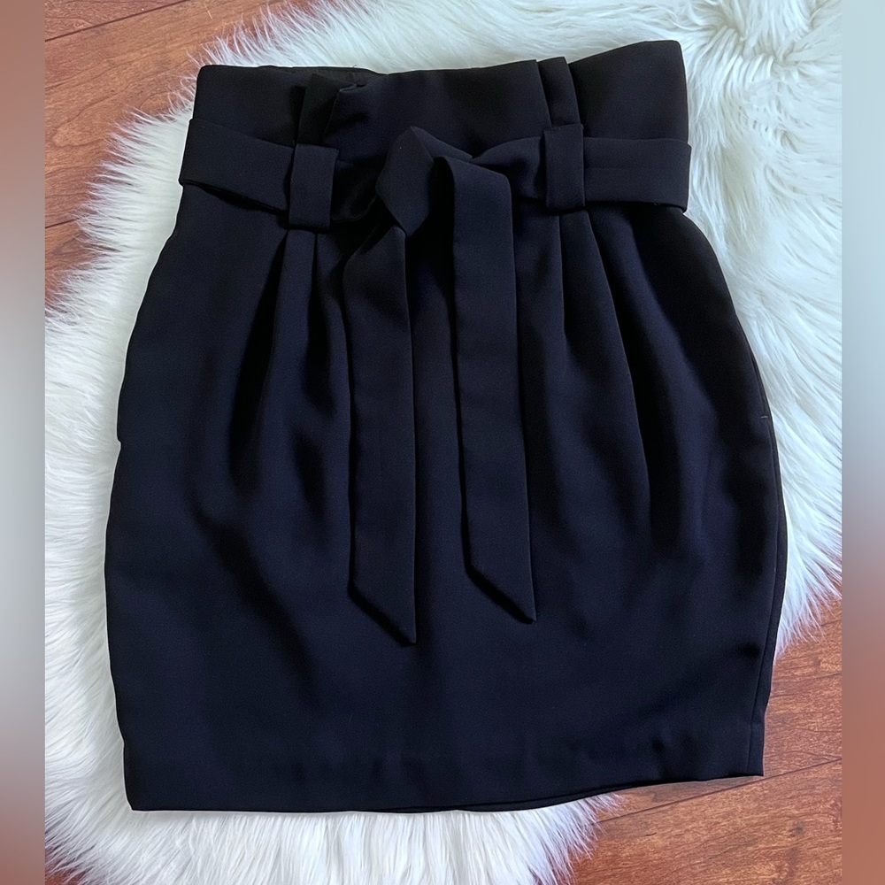 Express Black Paperbag Belted Skirt-Size 4